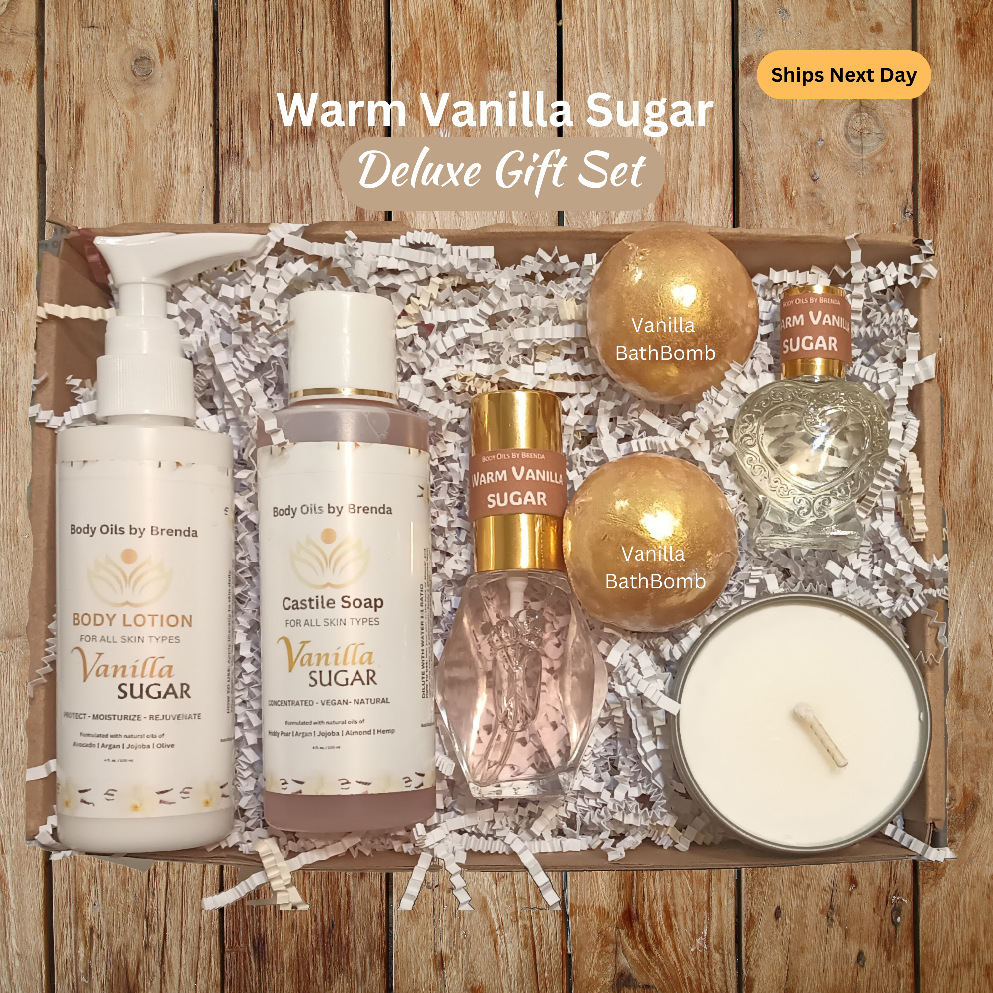 Pampering Warm Vanilla Sugar Luxury Gift Set, Relaxation Gifts for